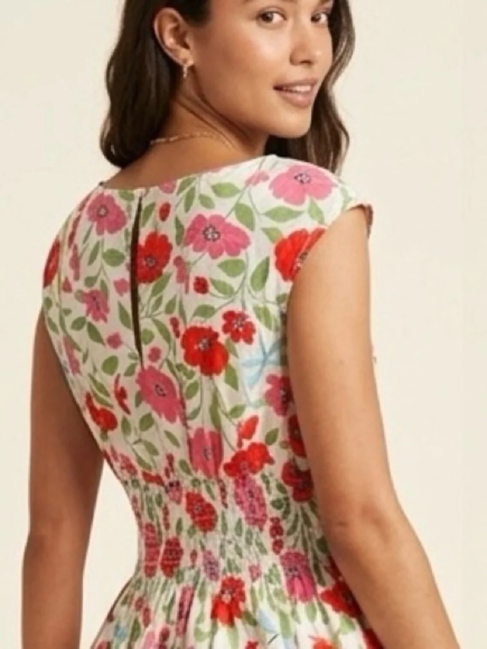 Kate Spade New York Floral Cotton Smocked Waist Dress Size 4